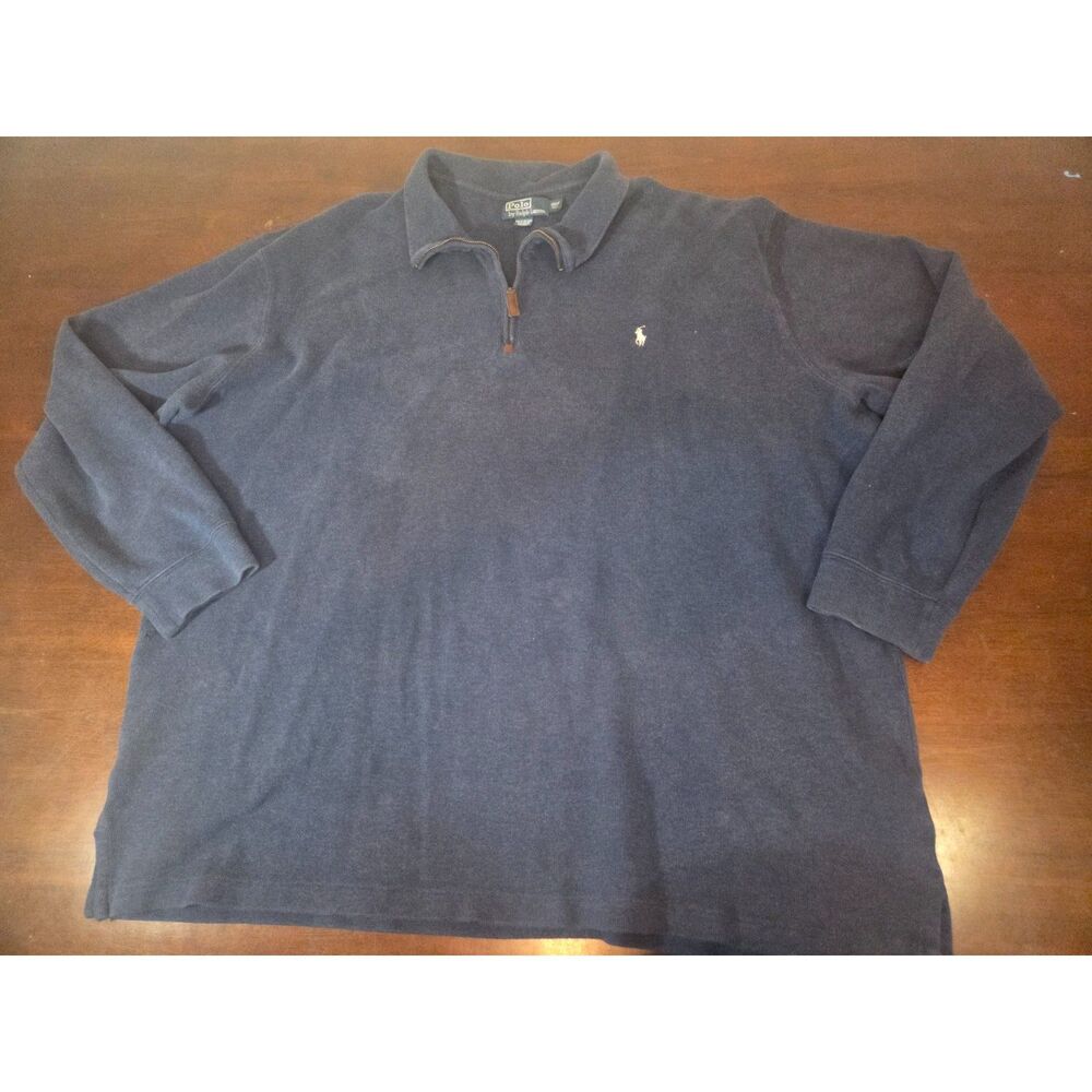 Polo Ralph Lauren 1/4 Zip Sweater Mens 3XLT Big & Tall Black Cotton Pullover